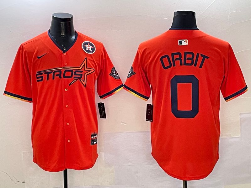 Men Houston Astros #0 Orbit Orange Three generations Joint Name 2025 Nike MLB Jersey style 7